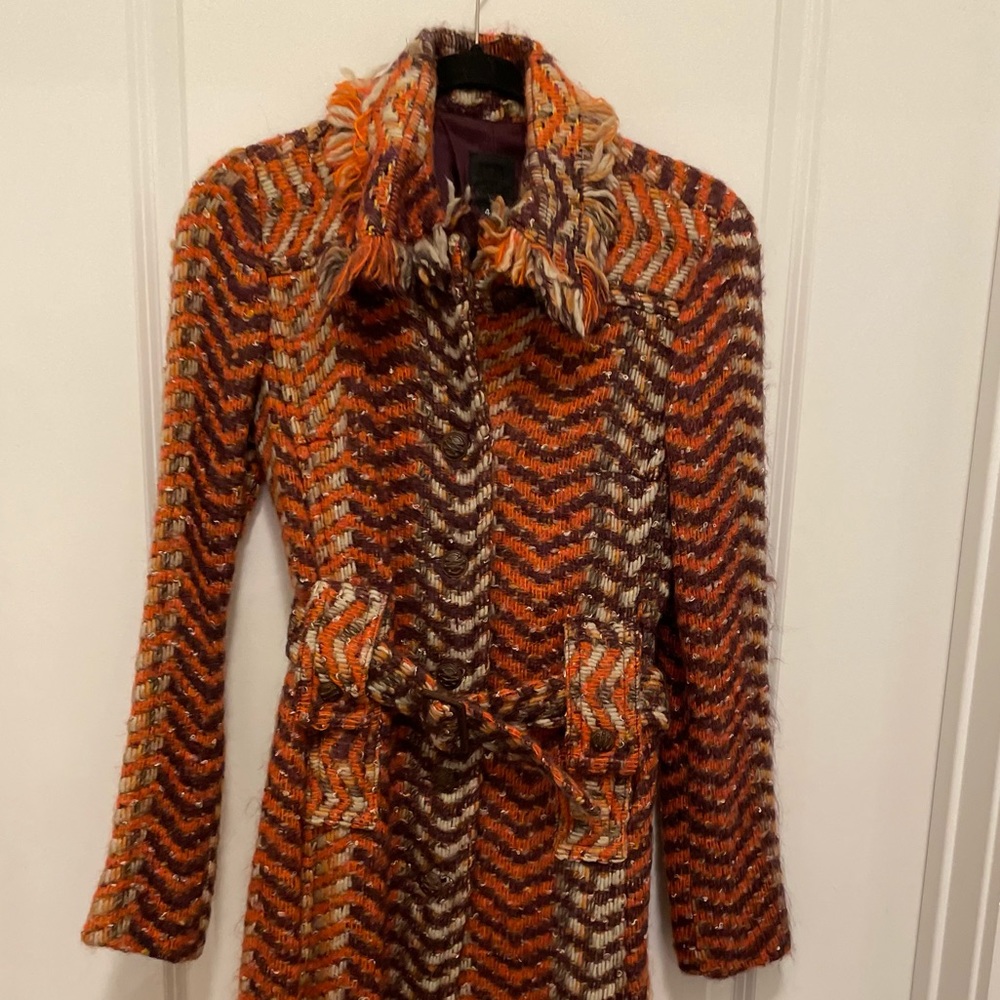 Anna Sui Fall 2006 Burnt Orange Woven Wool Coat 4 - Picture 4 of 10